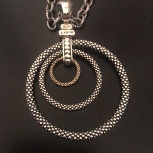 Lagos Signature Caviar Silver and Gold Necklace